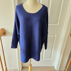 Lyn Blue Rayon Ribbed Knit Long Sleeve Sweater Plus Sz 2X